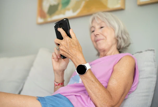 Older adult enjoying peace of mind with Ellie Care